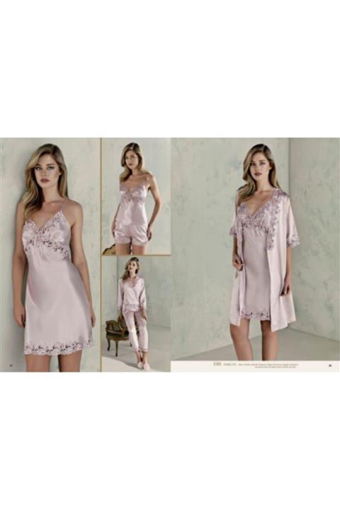 Espuar 1310 Ipek Saten Gecelik Sabahlık Altılı Set Çeyiz Takım