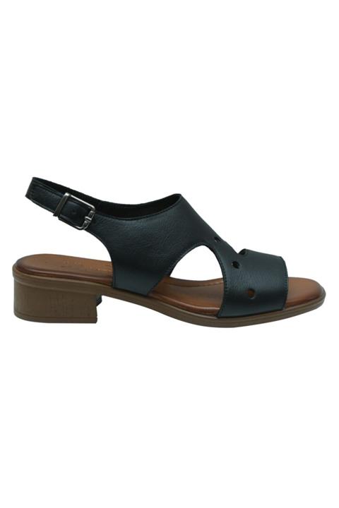 Venüs 21986002 Siyah Deri Casual Kadın Sandalet