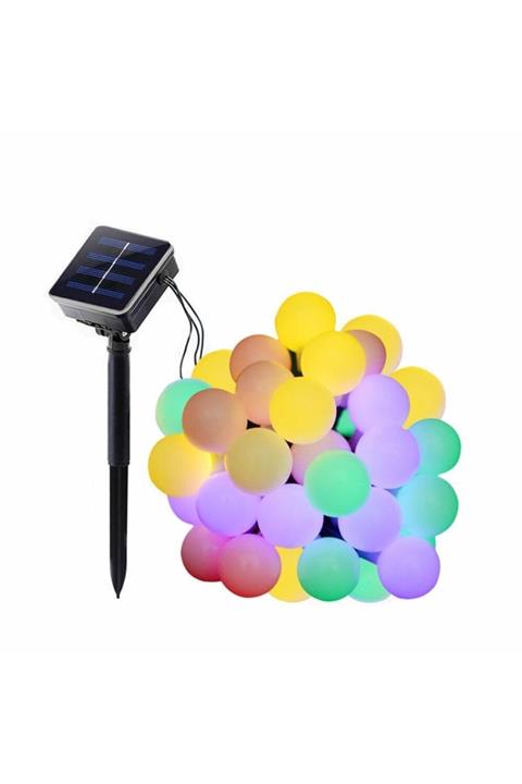 Schulzz Solar Güneş Enerjili Dış Bahçe Top Aydınlatma 5metre 50 Led Çok Renkli