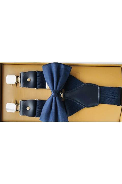 KemerSepeti Lacivert Pantolon Askısı ve Papyon Kombini 2'li