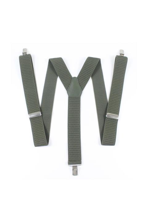 DWOY Metal Klipsli Dokulu Haki Klasik Erkek Pantolon Askısı