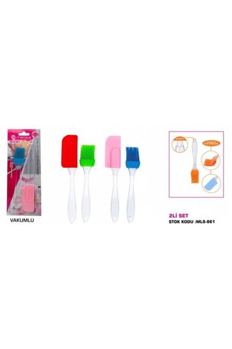 Melisa Renkli Akrilik Saplı 2li Silikon Fırça Ve Spatula Seti