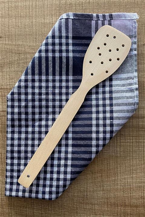 aktarix Ahşap Delikli Çevirgeç Spatula Süzgeç Çevirici 33 Cm