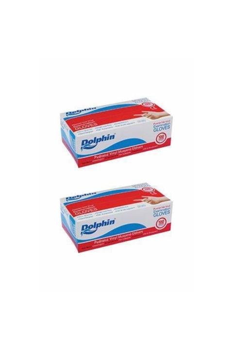 Dolphin Beyaz Vinil Eldiven Pudrasız (m) 100'lü X 2