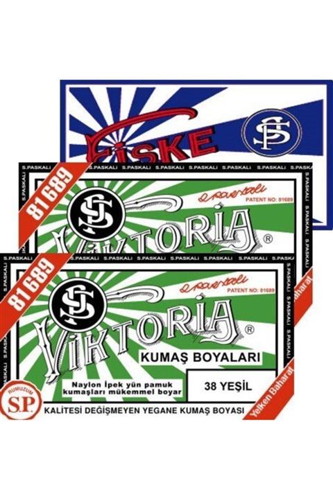 Viktoria Kumaş Boyası Yeşil 2pk+fiske Sabitleme 1pk