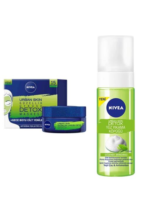 Nivea Urban Skin Güzellik Uykusu Detox Maskesi Kavanoz Krem +urban Skin Detox Yüz Yıkama Köpüğü Set