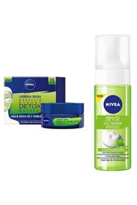 Nivea Urban Skin Güzellik Uykusu Detox Maskesi Kavanoz Krem +urban Skin Detox Yüz Yıkama Köpüğü Set