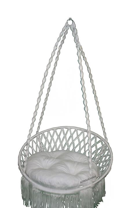 ALTINOLUK HAMAK Püsküllü Relaks Salıncak Beyaz (beyaz Minderli )