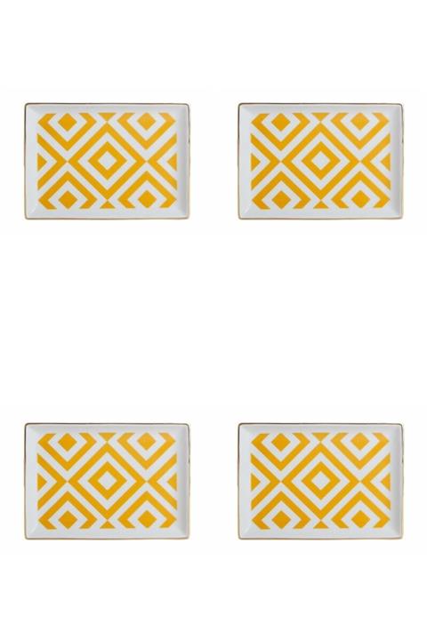 Porland Morocco Desen Sarı Kahvaltı Tabağı 18cm 4'lü