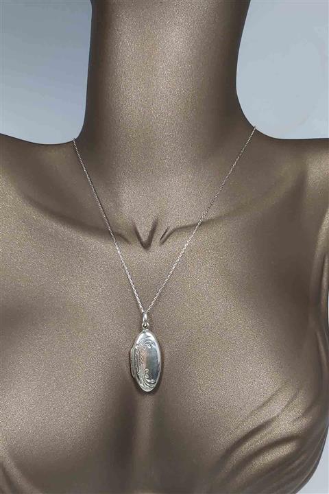 Anka10 925 Ayar Gümüş Kolye Rodyum Kaplı Kapaklı