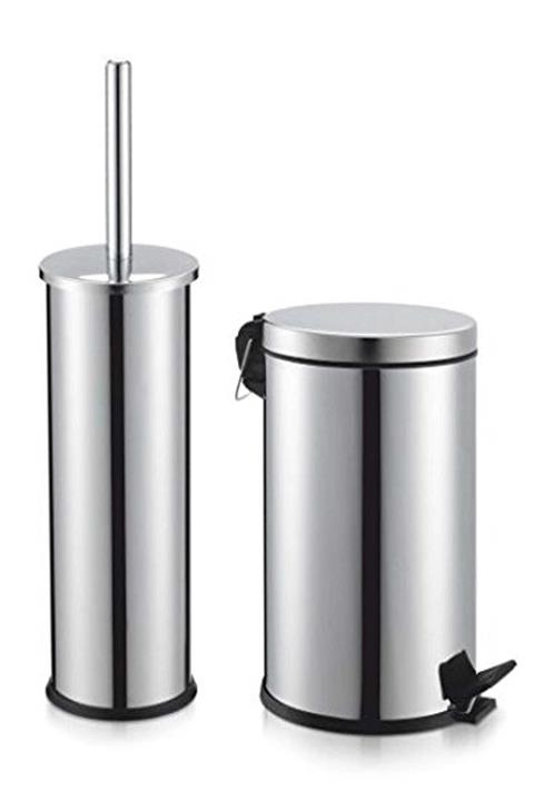 Hiper Paslanmaz Çelik 5 Lt Çöp Kovası Ve Wc Firçasi Ikili Seti