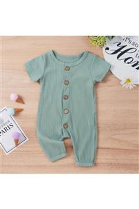 Little Honey Bunnies Mint Yeşili Düğme Detaylı Romper