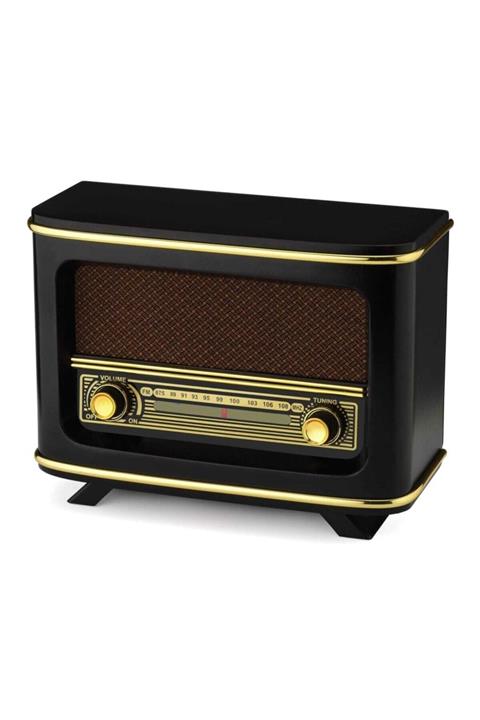 Turink Nostaljik Ahşap Radyo Siyah Istanbul Modeli + Adaptör + Pil