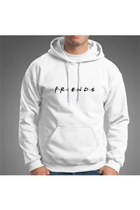 Jooy Company Unisex Beyaz Friends Tasarım Kapşonlu Sweatshirt Hoodie