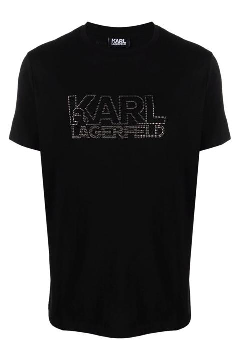Karl Lagerfeld Diamond Logo Baskı Siyah T-shirt