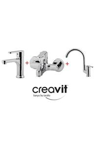 Creavit Vega Lavabo+evye+banyo Batarya Seti Vg1840+vg2840+vg8640 5 Yıl Garanti