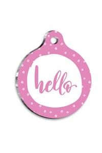 altın pati Pembe Hello Pet Tag