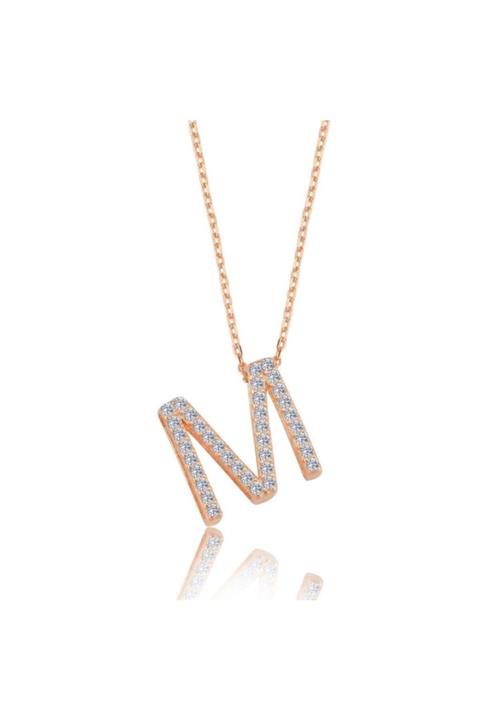Mia Vento Kadın Prizma M Harfi Rose Renk Gümüş Kolye