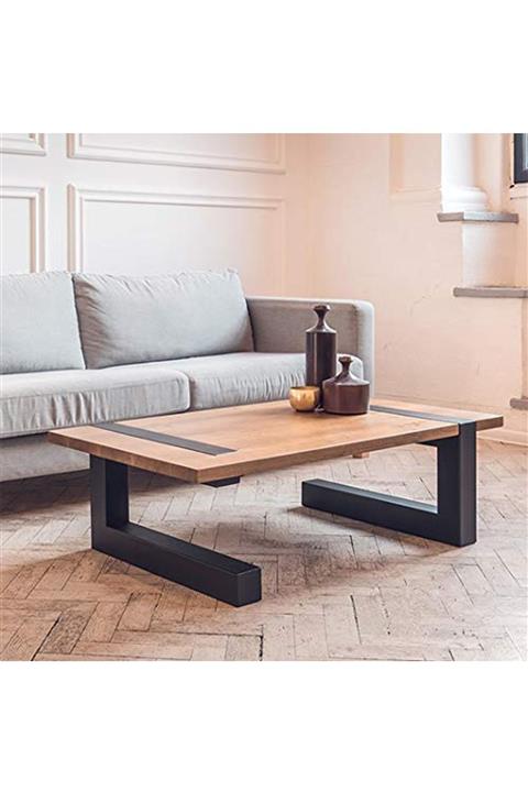 Hitit Dekorasyon Lena Ahşap Metal Orta Sehpa