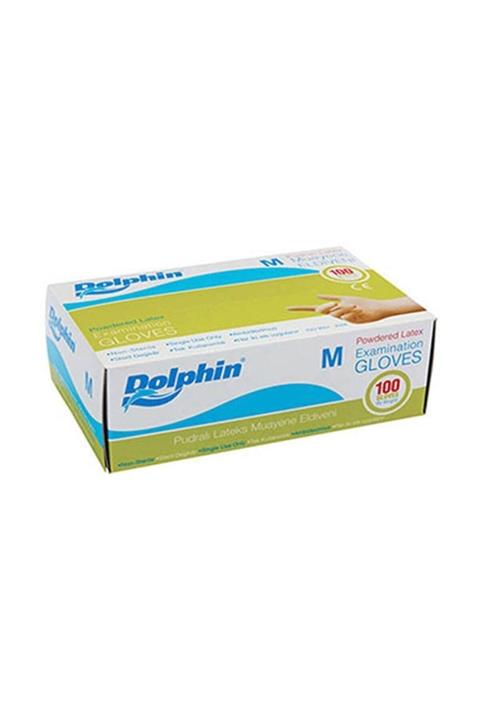 Dolphin Beyaz Lateks Eldiven Pudralı M Beden 100'lü