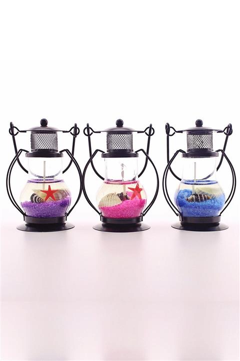 BiTon Toptan 3 Adet Renkli Gemici Feneri Kandil Şeklinde Dekoratif Jel Mum