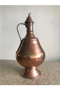 MetWood Dış Ticaret Antika Bakır Kapaklı Kulplu Güğüm 52x24cm