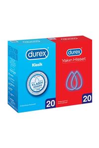 Durex Yakın Hisset + Klasik Prezervatif 40'lı Ekonomik Paket