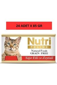 Nutri Feline Sığır Etli Ve Zeytinli Tahılsız Konserve Yetişkin Kedi Maması 24 X 85 Gr