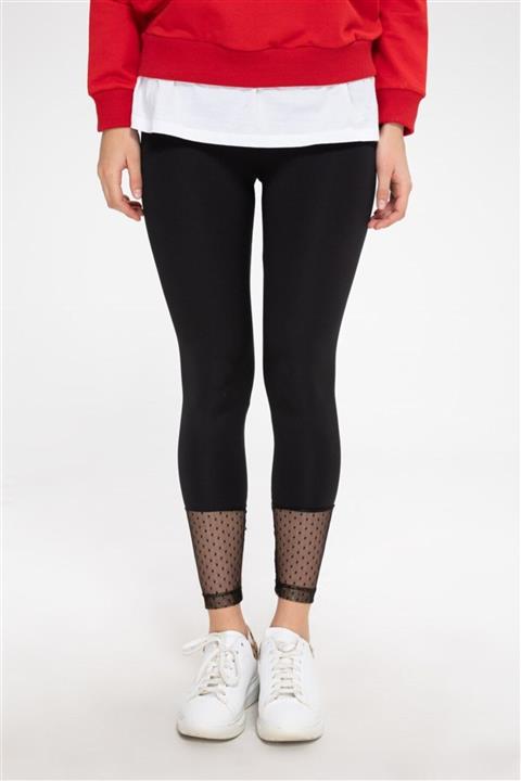 MarkaSeçAl Tül Detaylı Siyah Spor Tayt - Marka 22159