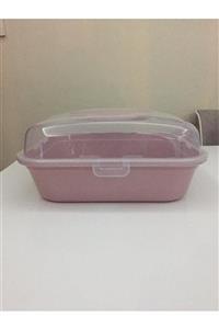 Kivi Home Küçük Karizma Pasta Kek Börek Kurabiye Saklama Kabı Toz Pembe Renk