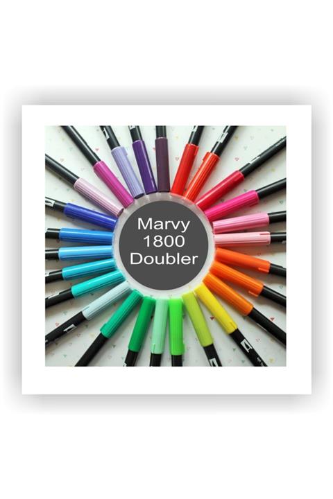 Marvy 1800 Doubler Çift Uçlu Bir Tarafı Fırça Kalem Bottle Green 25