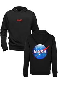 Alfa Tshirt Nasa-space Baskılı Siyah Ön Arka Baskılı Sweatshirt