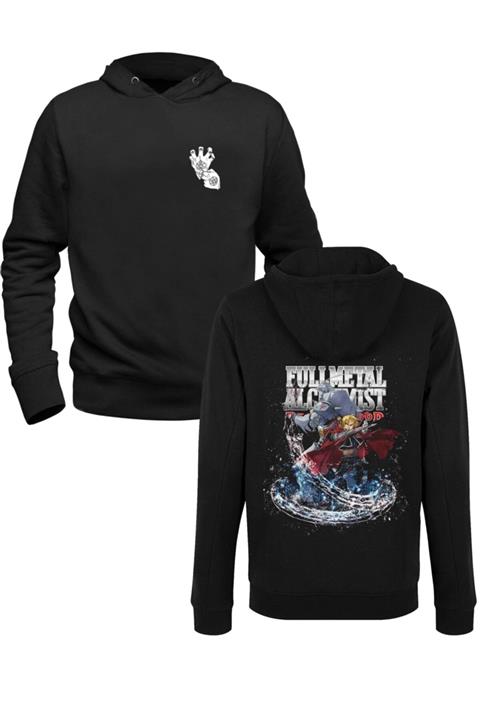 Alfa Tshirt Fullmetal Alchemist Siyah Ön Arka Baskılı Sweatshirt