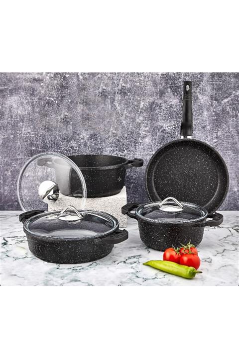 Cosiness Döküm Granit Tencere Tava 7 Parça Set