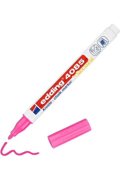 Edding Pembe Yuvarlak Uçlu Fosforlu 4085 Cam Sıvı Tebeşir Markörü 1-2 mm