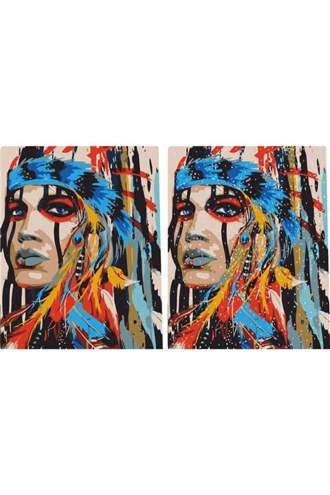 tuval shop Sayılarla Tuval Boyama Seti Pamuk 40x55 - Indian