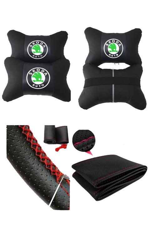 AYAZGURUP Skoda Rapid Dikmeli Direksiyon Kılıfı + 5d Ortopedik Boyun Yastığı (2 Li Set)