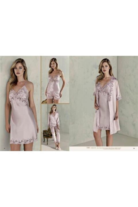 Espuar Kadın Pudra 6'lı Gecelik Takımı T3076