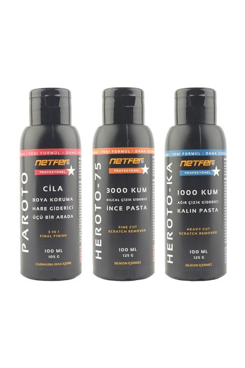Netfer 3'lü İnce Kalın Pasta Cila Set - 3x100 ml
