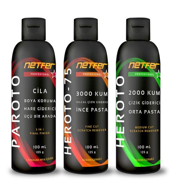 Netfer 3'lü Orta Kalın Pasta Cila Set - 3x100 ml