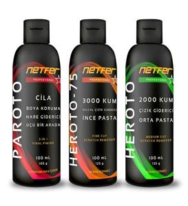 Netfer 3'lü Orta Kalın Pasta Cila Set - 3x100 ml