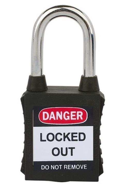 Locksan Toz Korumalı 38mm Çelik Çene Emniyet Asma Kilit - Siyah