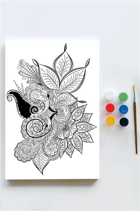 Postermanya Mandala Tuval Kanvas Tablo Boyama Hobi Seti 9 (60x90cm) (büyük Boy)