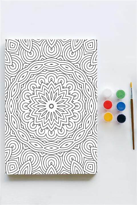 Postermanya Mandala Tuval Kanvas Tablo Boyama Hobi Seti 14 (60x90cm) (büyük Boy)