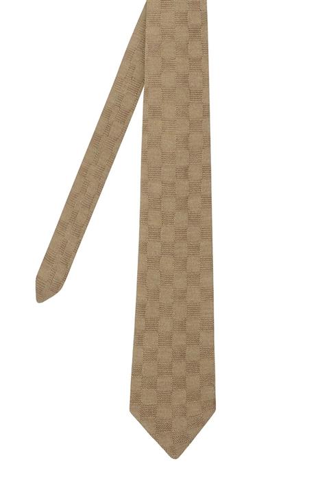 Hemington Ipek Desenli Camel Örgü Kravat
