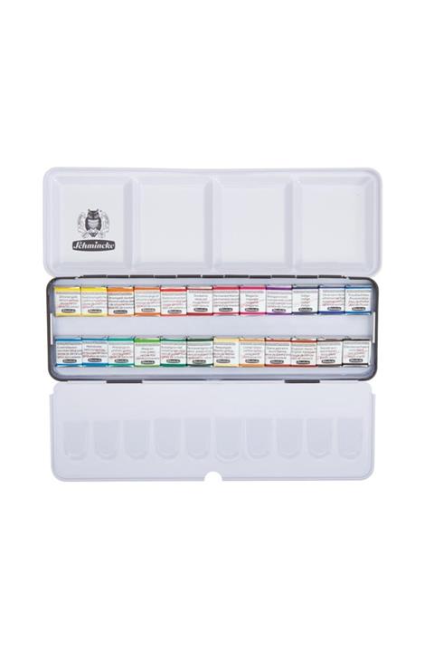 Schmincke : Horadam Aquarell : Sulu Boya Seti : 24 X Yarım Tablet (metal Kutu)