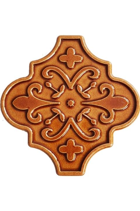 Armada Çini 12x12 Ottoman Çiçekli Arabesk Karamel Çini Karo Seramik