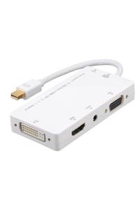 Alfais 4474 Mini Displayport To Hdmi Dvi Vga 3.5mm Kulaklık Çıkışı Thunderbolt Çevirici Adaptör