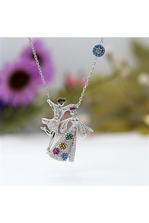 Takı Boom Rekli Taşlı Adige Çerkes Gümüş Kolye