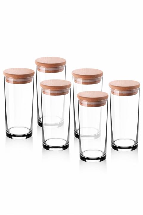 Queen’s Kitchen 6 Adet Ahşap Vakum Kapaklı Saklama Takımı